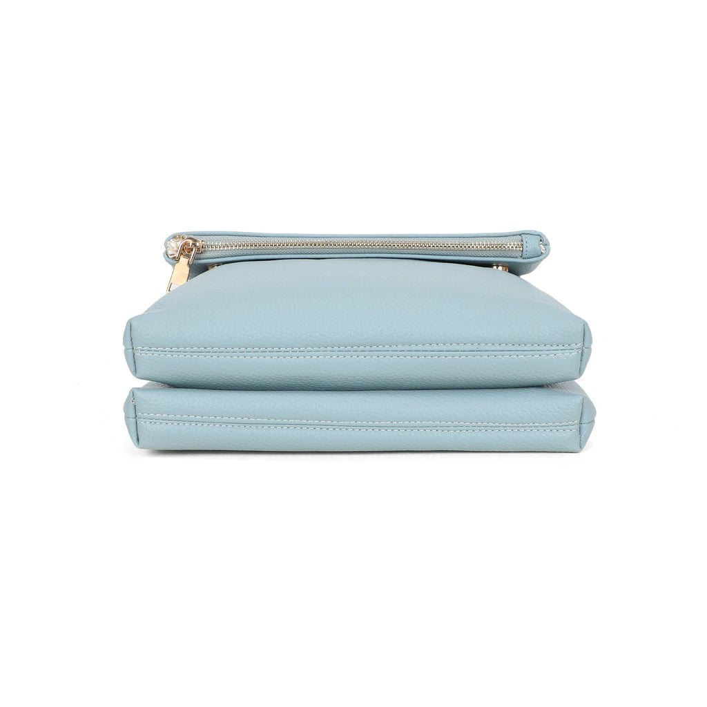 JM1666 Structured Flap Crossbody Bag: Light Blue