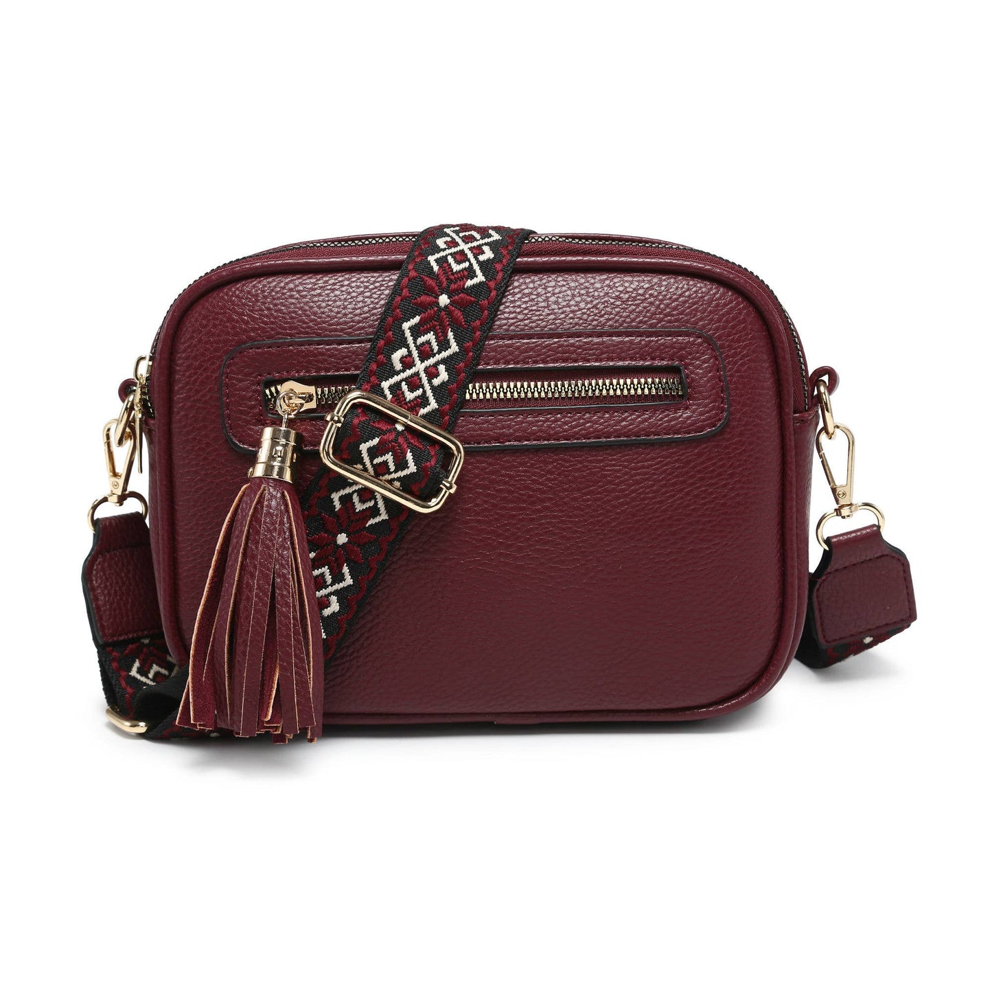B23006 Cross Body Handbag with double zip top sections: Pink
