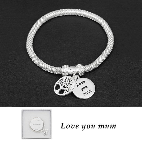 Equilibrium Silver Plated Mesh Tree of Life Bracelet