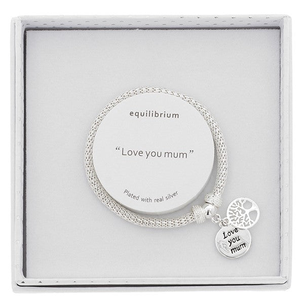 Equilibrium Silver Plated Mesh Tree of Life Bracelet