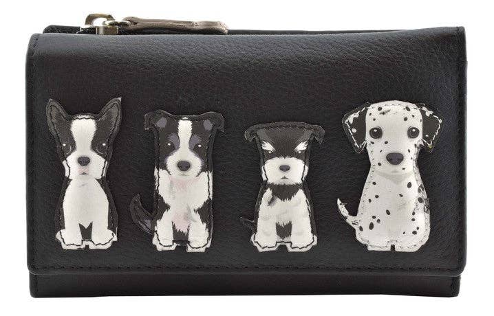Best Friends Sitting Dogs Tri Fold Purse RFID - 3509 65: Grey