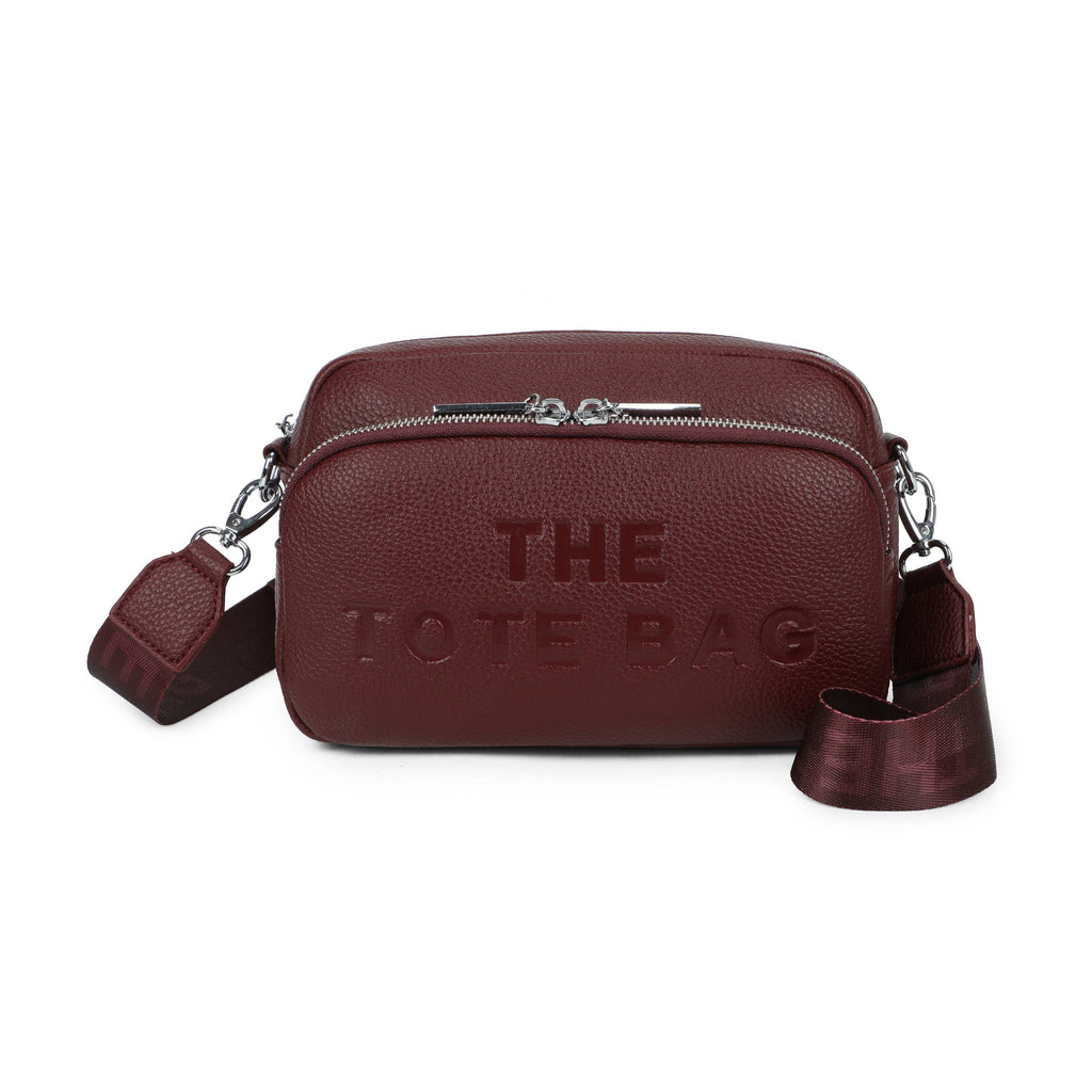 JM1726 Double Zip Crossbody Camera Bag with Wide Strap: Black