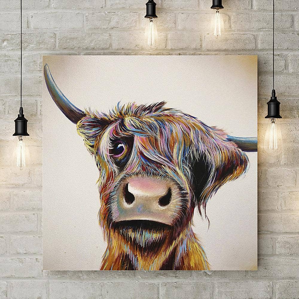 A Bad Hair Day Highland Cow Large Canvas Wall Art AB01W