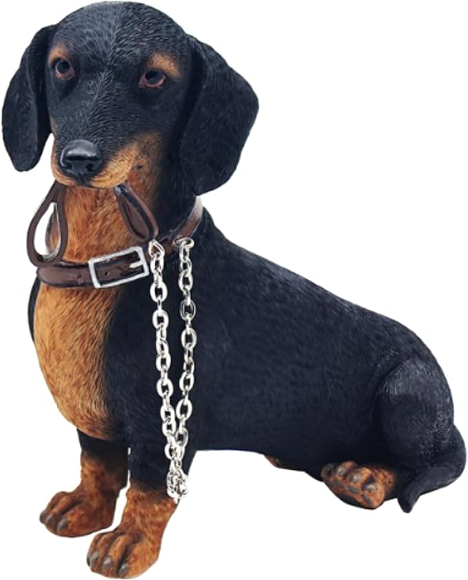 Sitting black and tan Dachshund figurine