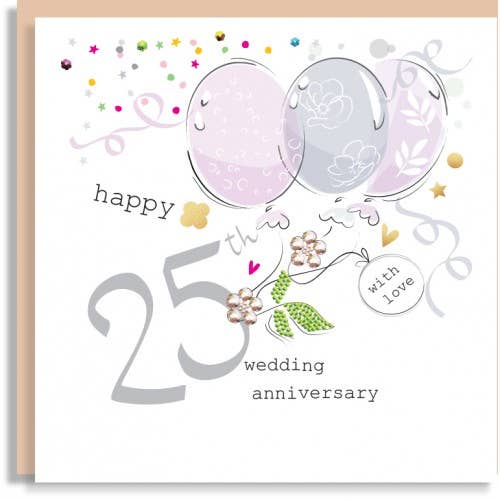 25 Silver Anniversary Sequin Card U52