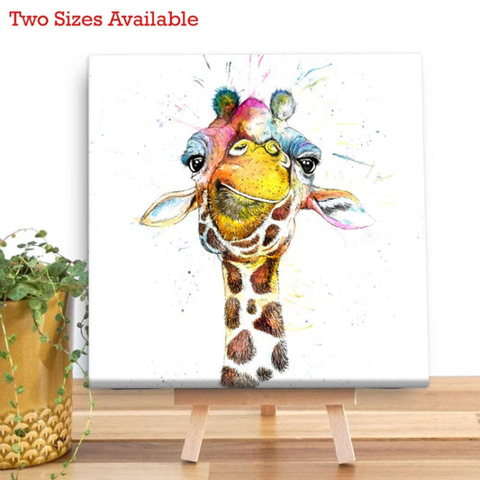 Splatter Rainbow Giraffe Mini Canvas Wall Art KW37V