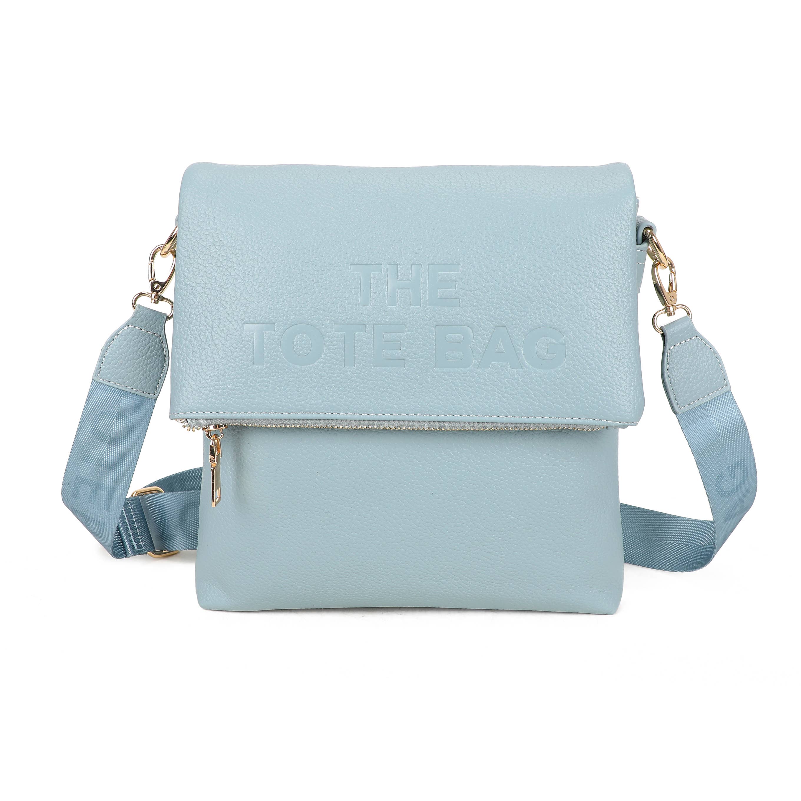 JM1666 Structured Flap Crossbody Bag: Light Blue