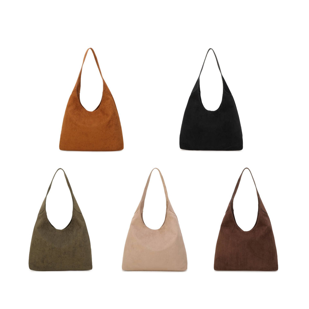 JM1709 Faux Suede Slouchy Hobo Shoulder Bag: Coffee