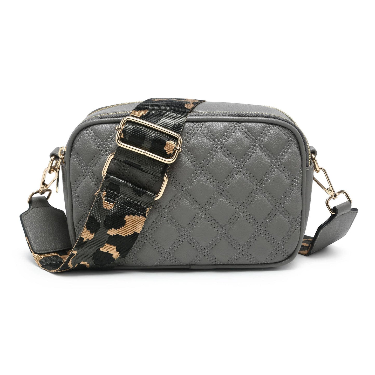 CD21-0352 Cross Body Handbag with double zip top sections: Beige