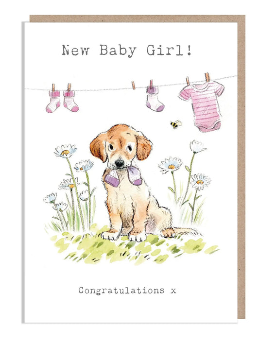 Baby Girl Card - Congratulation - Labrador