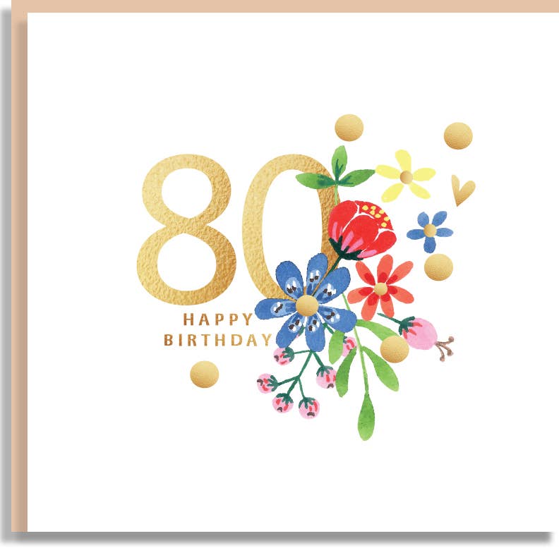 Birthday Age 80 Floral Printed Wholesale Card