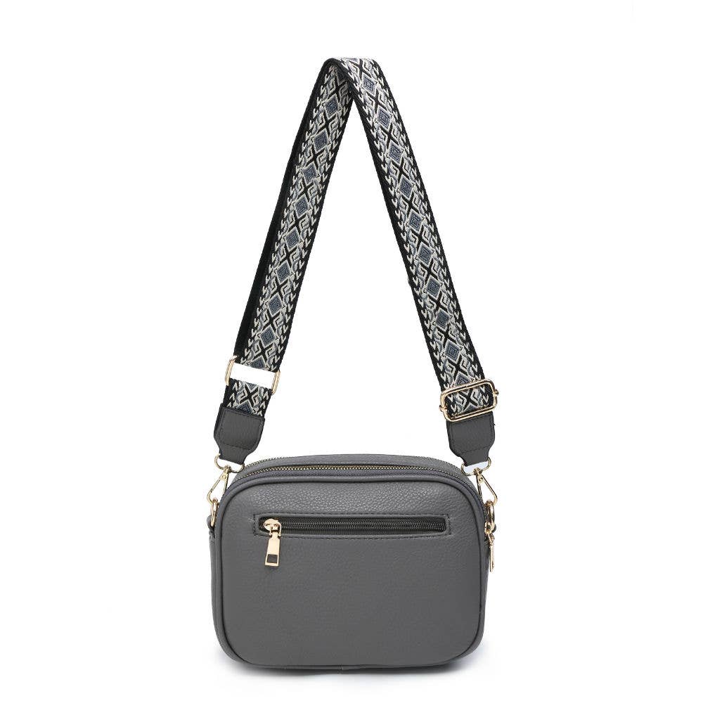 B23006 Cross Body Handbag with double zip top sections: Pink