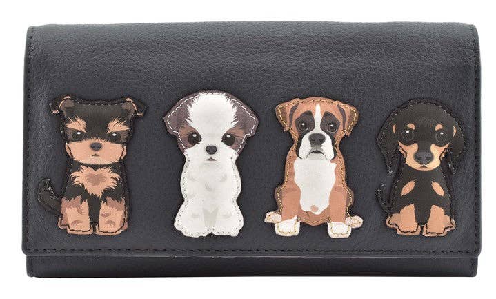 Best Friends Sitting Dogs Matinee Purse RFID - 3508 65: Black