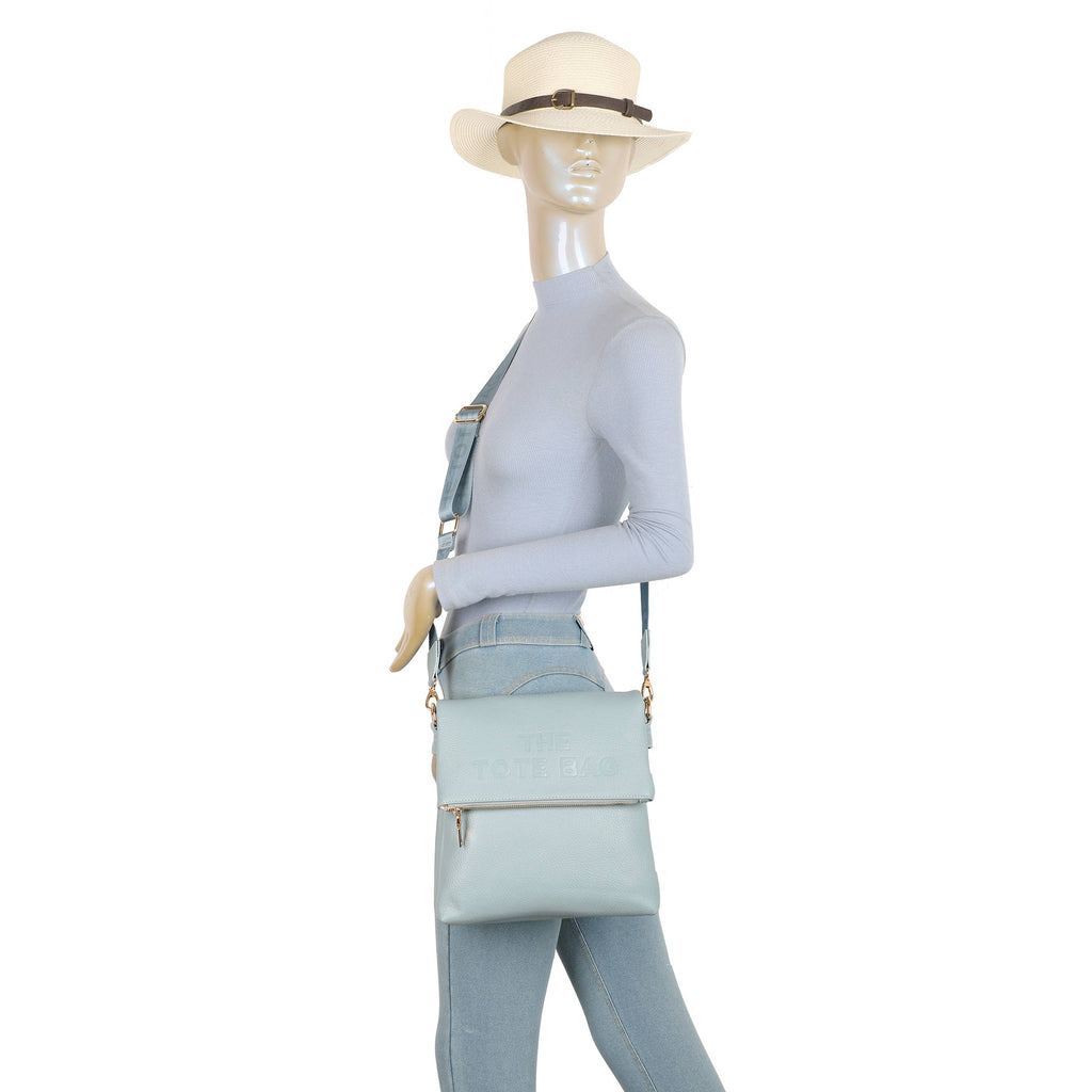JM1666 Structured Flap Crossbody Bag: Light Blue
