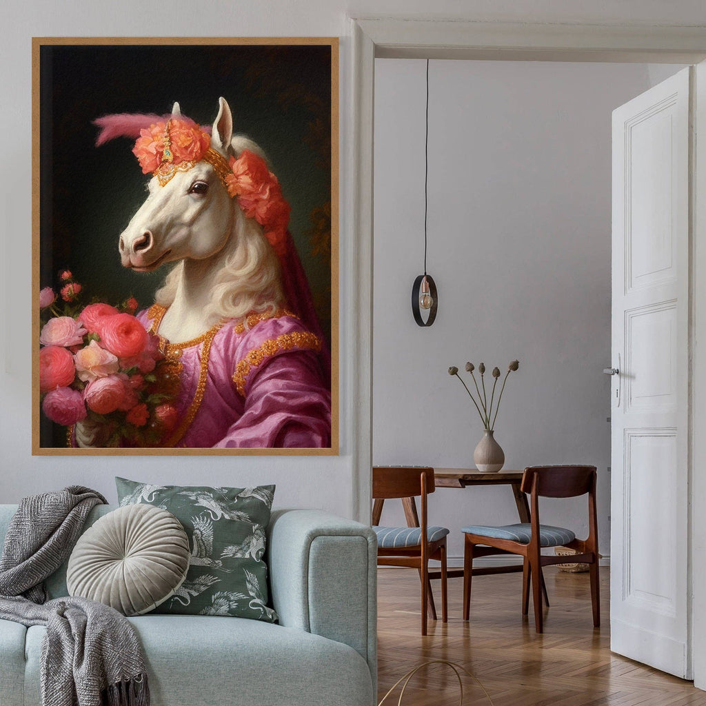 White Horse Animal Portrait Print: Matte / 8 ¼ x 11 ¾ in | 21x30 cm