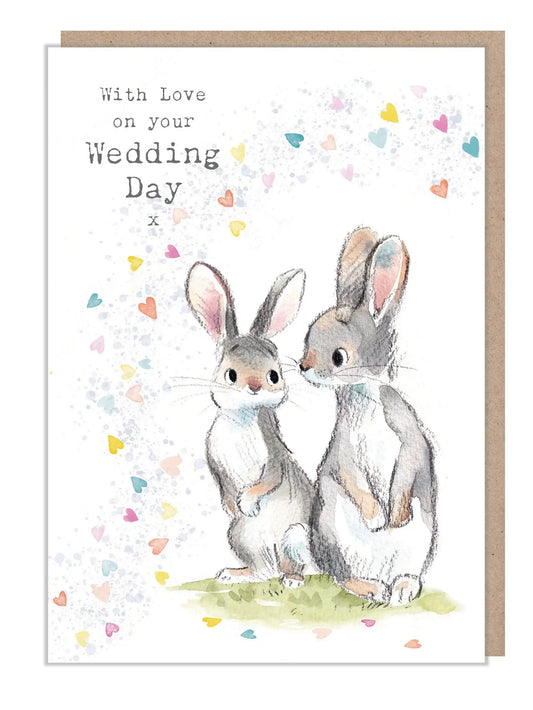 Wedding Card - On Your Wedding Day - Rabbits With Confetti