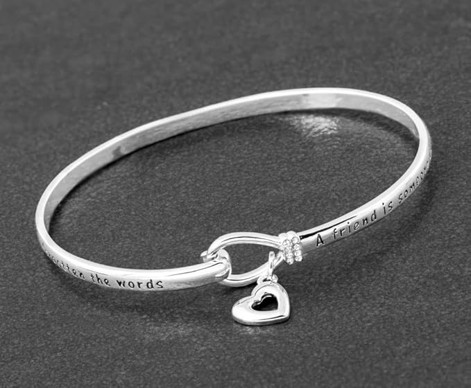 Bangle Bracelet Silver Plated Meaningful Words Friend