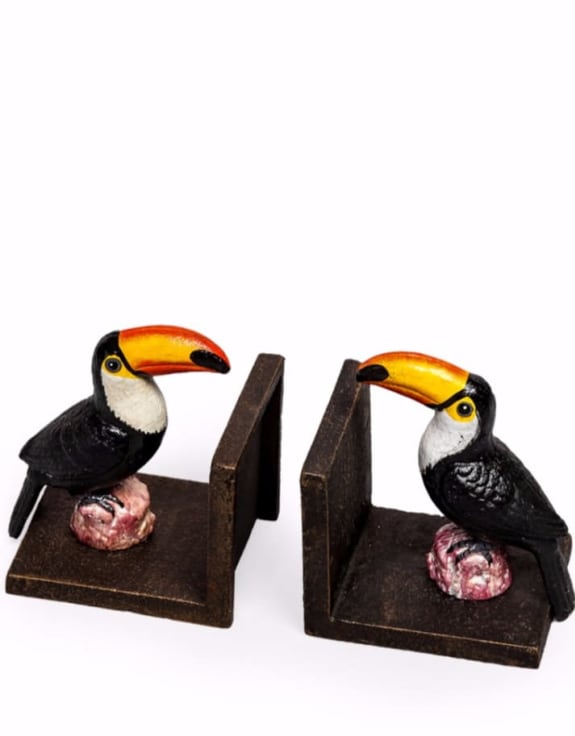 Cast Iron Antiqued Toucan Bookends