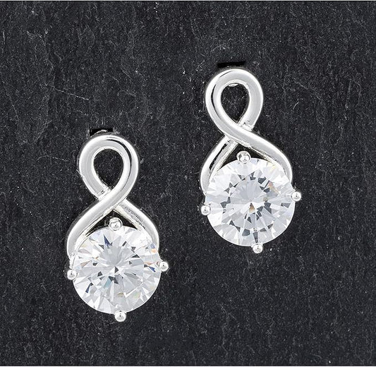 Classic Solitaire Silver Plated Stud Earrings