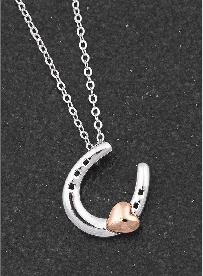 Equestrian Lucky Horseshoe Two Tone Necklace