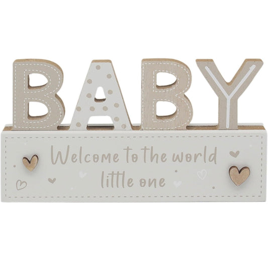 Baby ‘Welcome To The World Little One’ Neutral Coloured Plaque