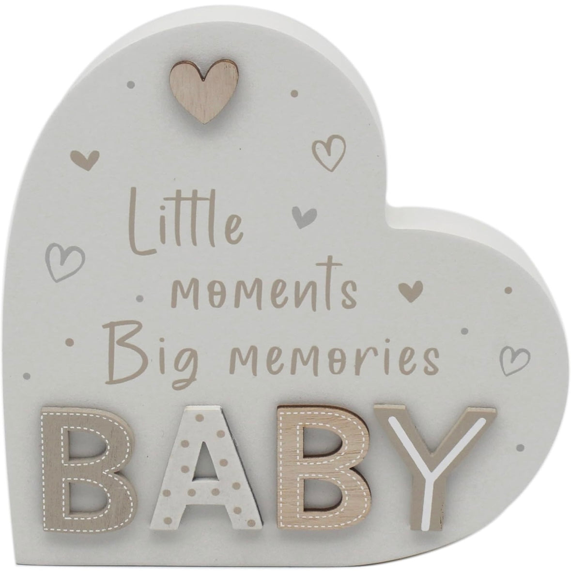 Baby Heart Plaque ‘Little Moments Big Memories - Neutral