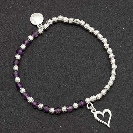 Gem Stone Silver Plated Two Halves Bracelet