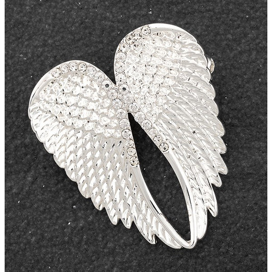 Guardian Angel Wings Silver Plated Brooch