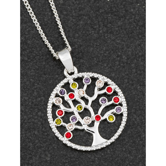 Harlequin Tree of Life Silver Plated Necklace