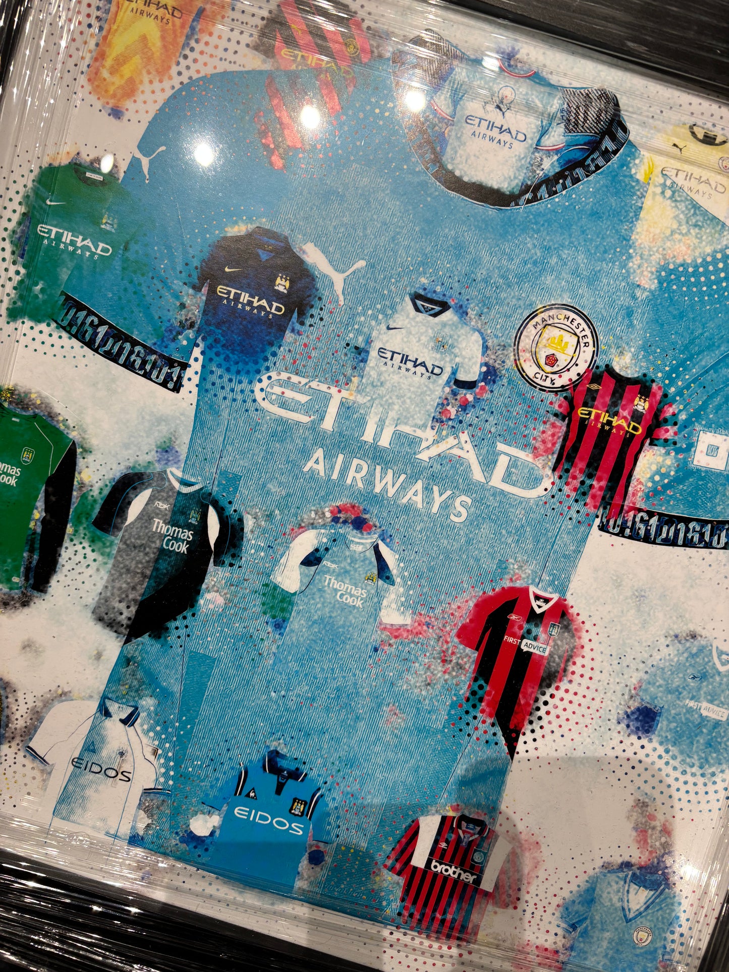 Manchester City Jersey Legacy Framed Art – Modern Iconic Kit Display