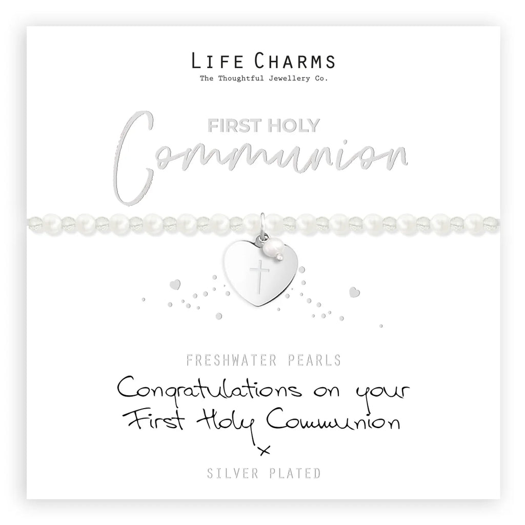 Life Charm Holy Communion Silver Plated With Freshwater Pearls
