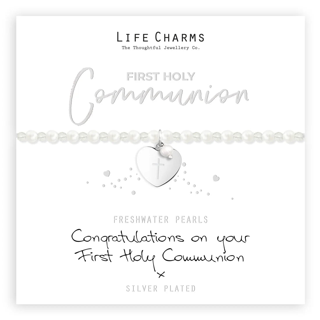Life Charm Holy Communion Silver Plated With Freshwater Pearls