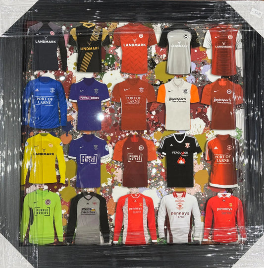 Larne FC Jersey Evolution Framed Art – Iconic Kit Collection Display