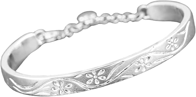 Laser Cut Silver Plated Christening Bangle