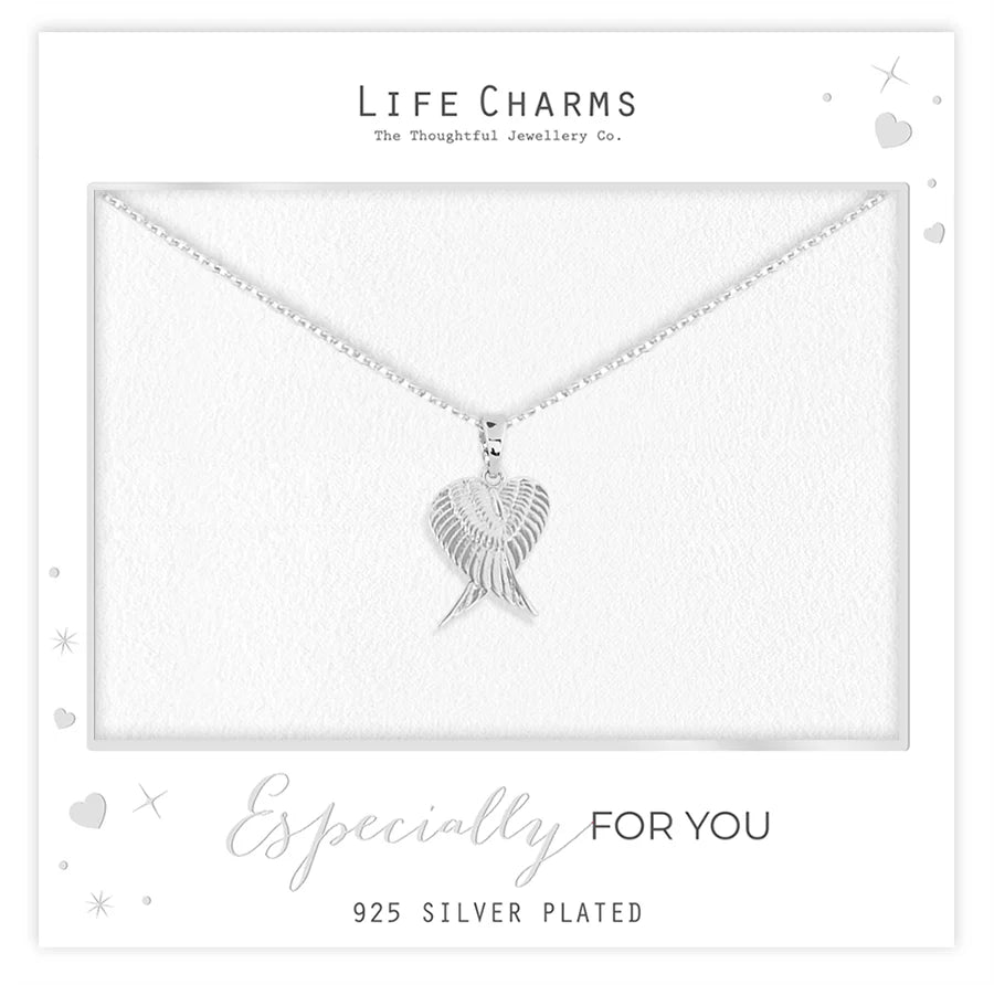Life Charm Double Wings Pendant Necklace