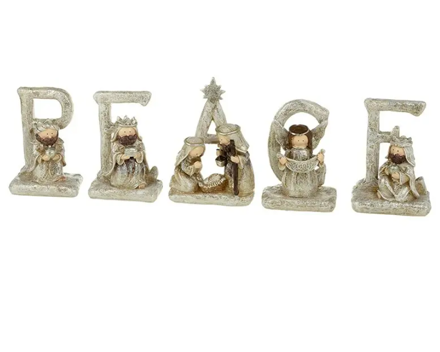 Resin Christmas Nativity Peace Letters