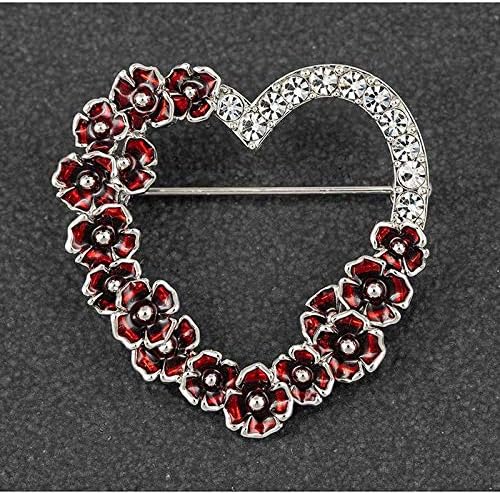 Poppy Heart Brooch Diamante