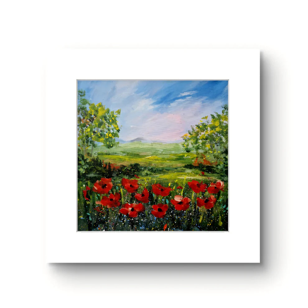Framed Red Poppy Wildflowers Limited Edition Print 5'x5'