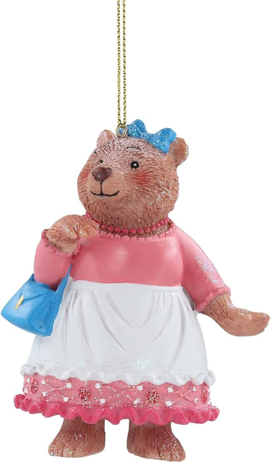 Resin Mummy Bear with Handbag Christmas Tree Decoration