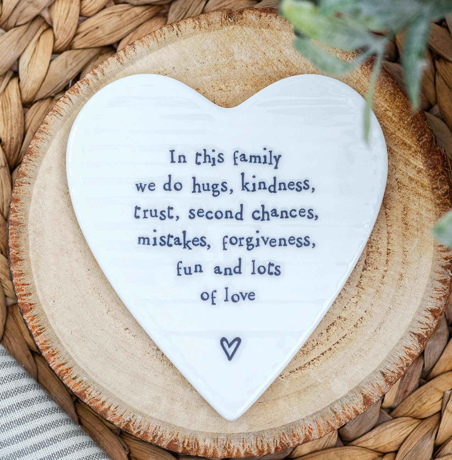 East of India ‘In This Family We Do Hugs’ Porcelain Coaster