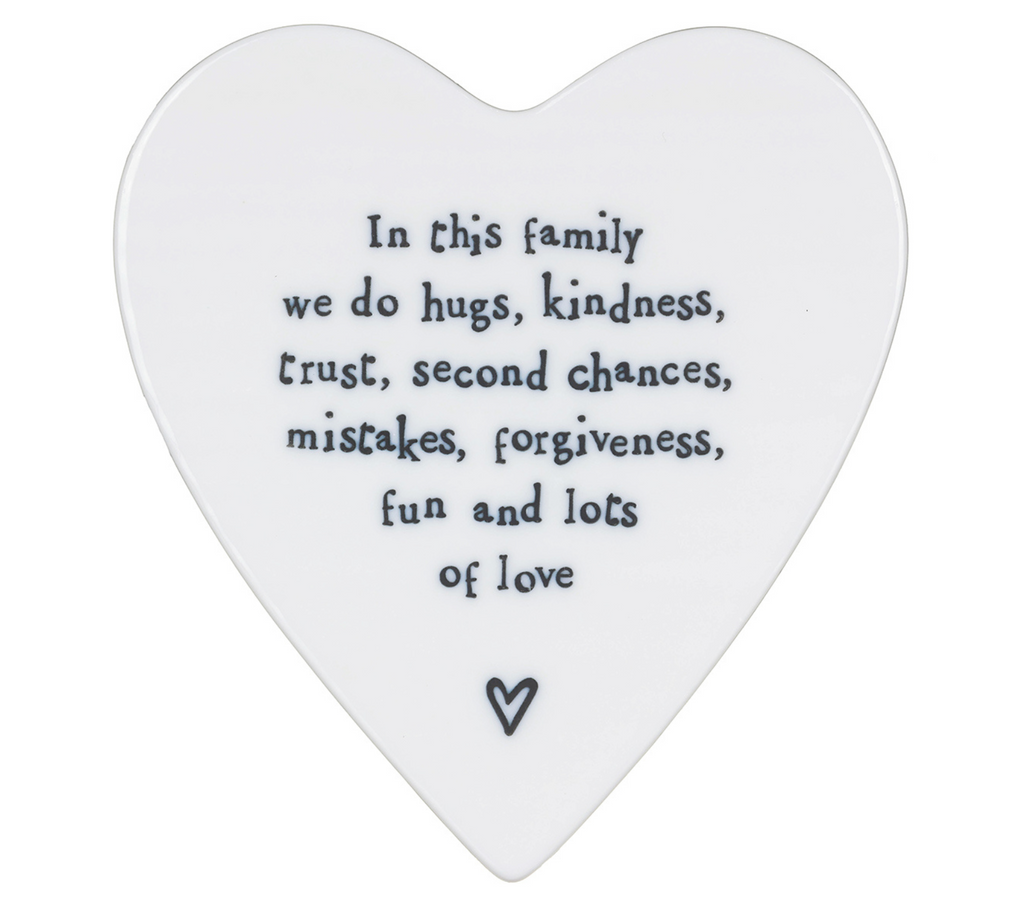 East of India ‘In This Family We Do Hugs’ Porcelain Coaster