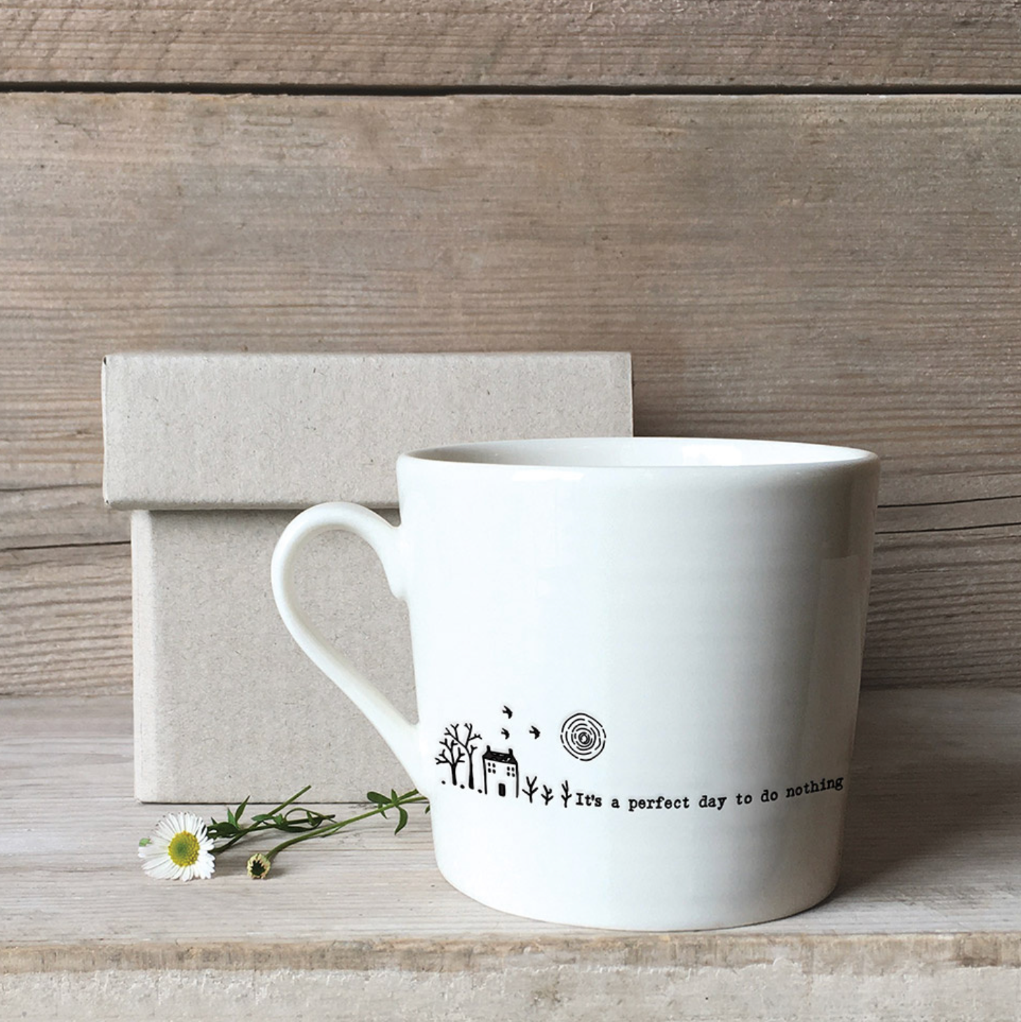 East of India ‘Perfect Day To Do Nothing’ Boxed Wobbly Porcelain Mug