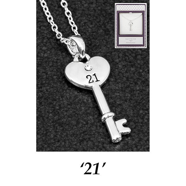 Silver Plated Key Pendant 21st