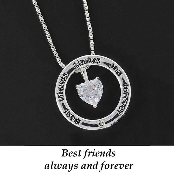 Sparkle Silver Plated Sentiment Necklace Best Friends