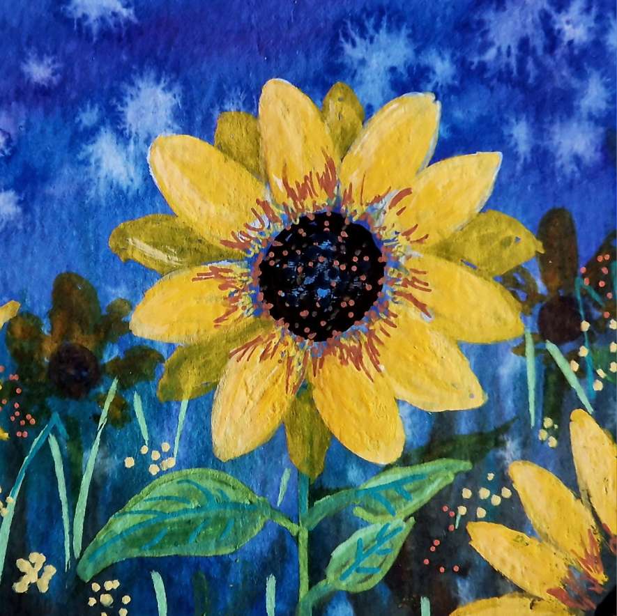 Framed Sunflower on Blue Limited Edition Print 10'x10'
