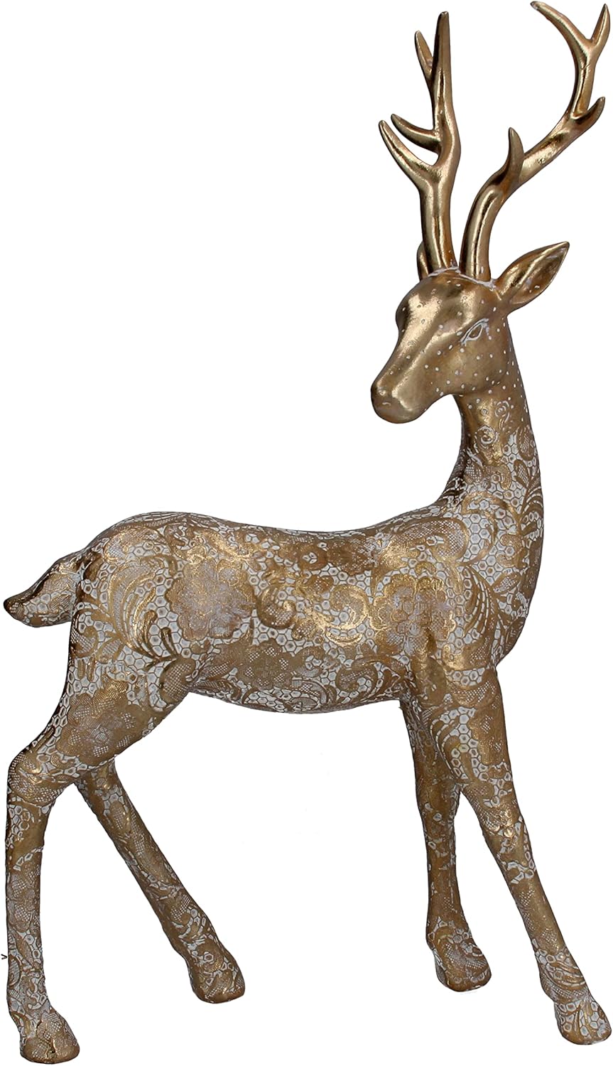 Textured Gold Resin Stag Ornament