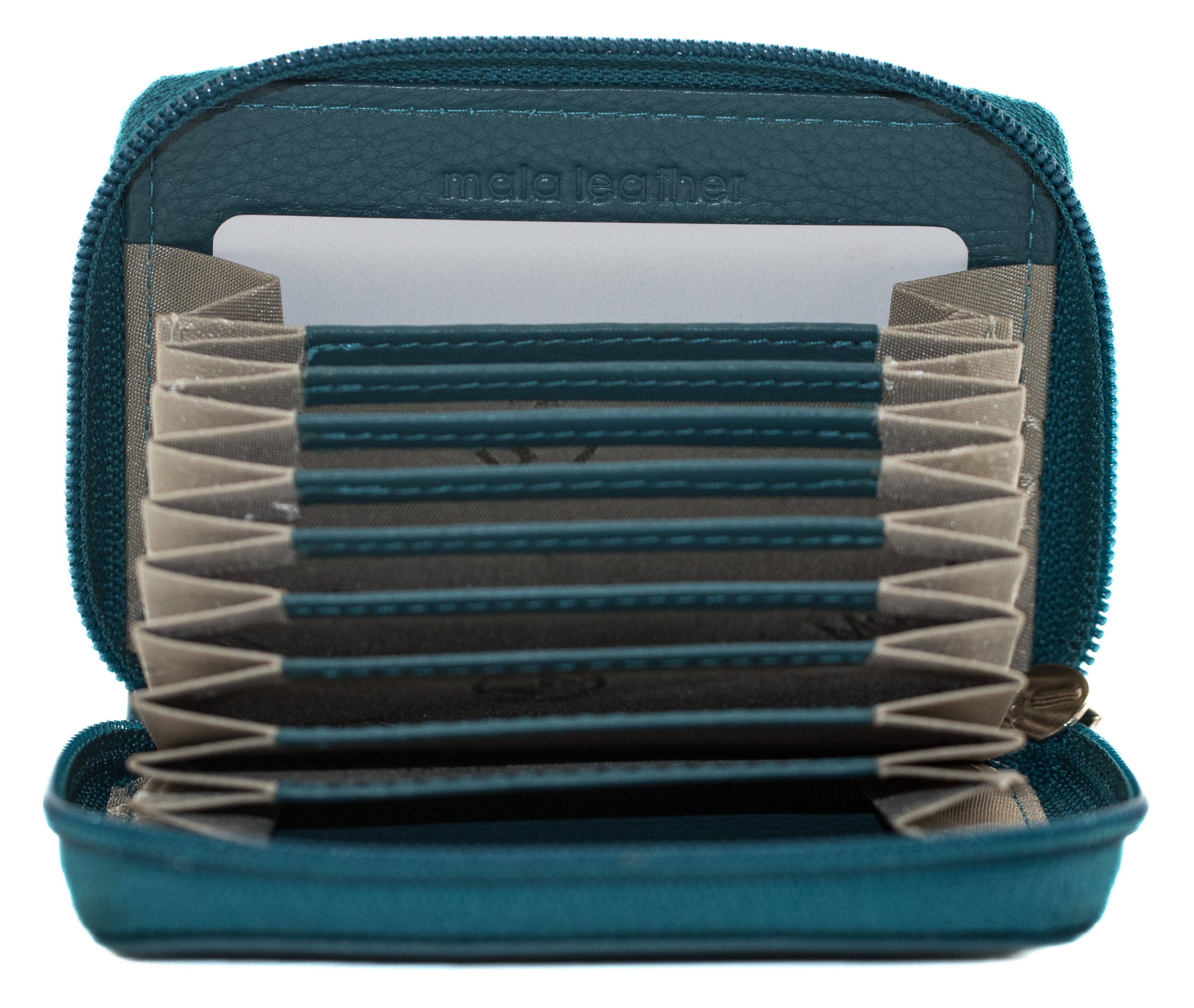 Origin Plain Leather Concertina Zip Around Card Wallet - 5 552: Black