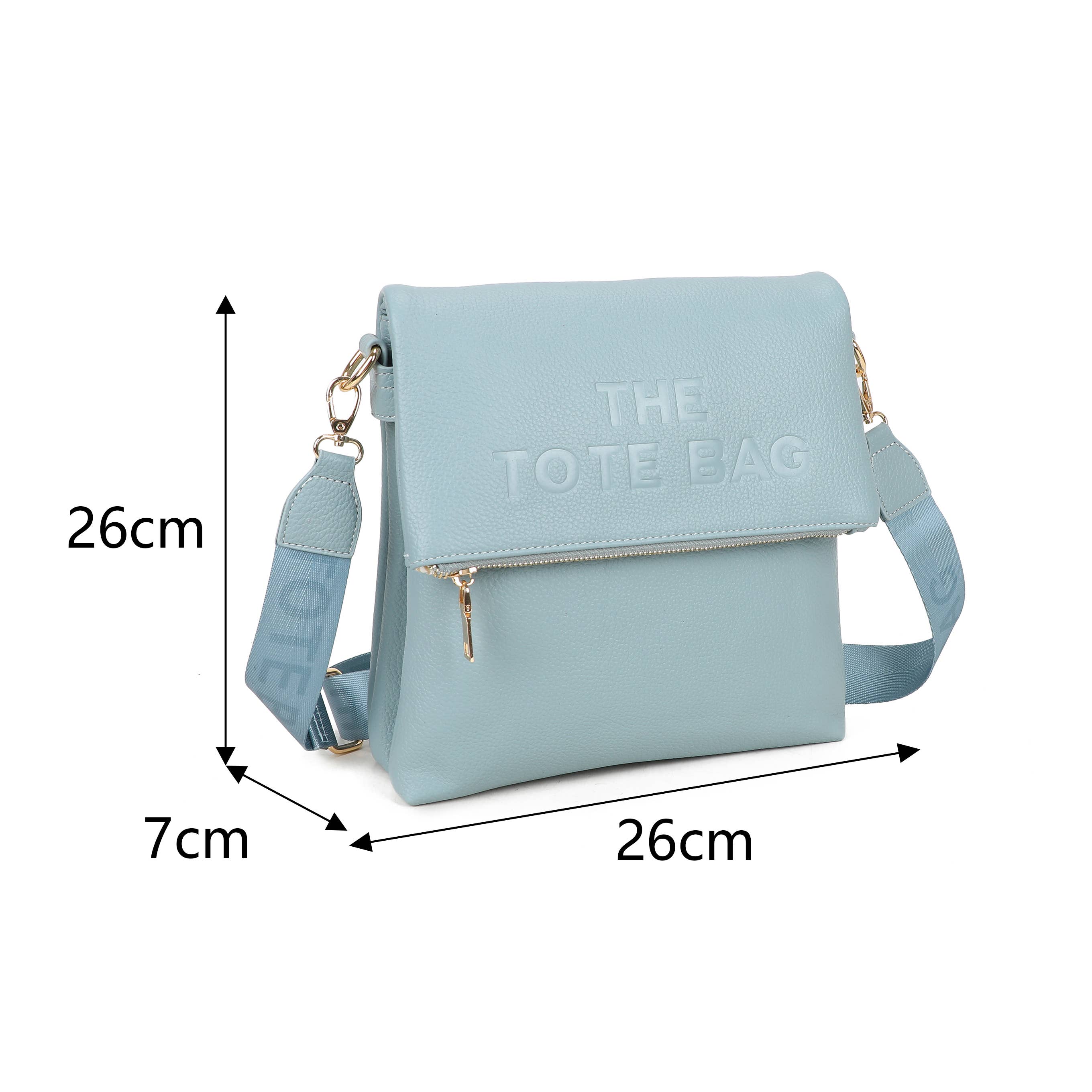 JM1666 Structured Flap Crossbody Bag: Light Blue