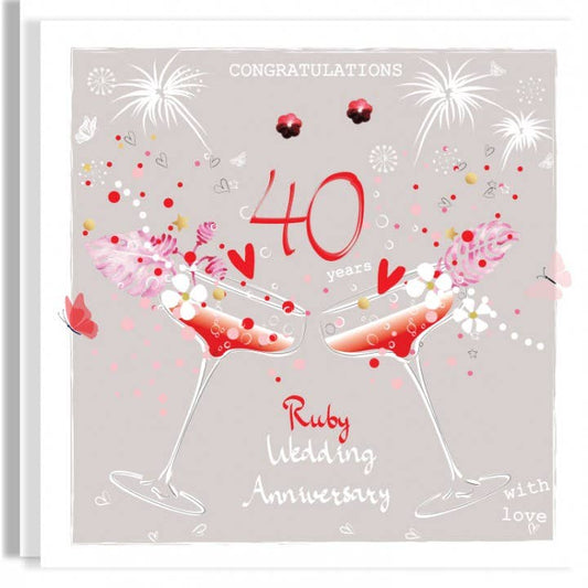 40 Ruby Anniversary Hand-Finished Sequin Card R56