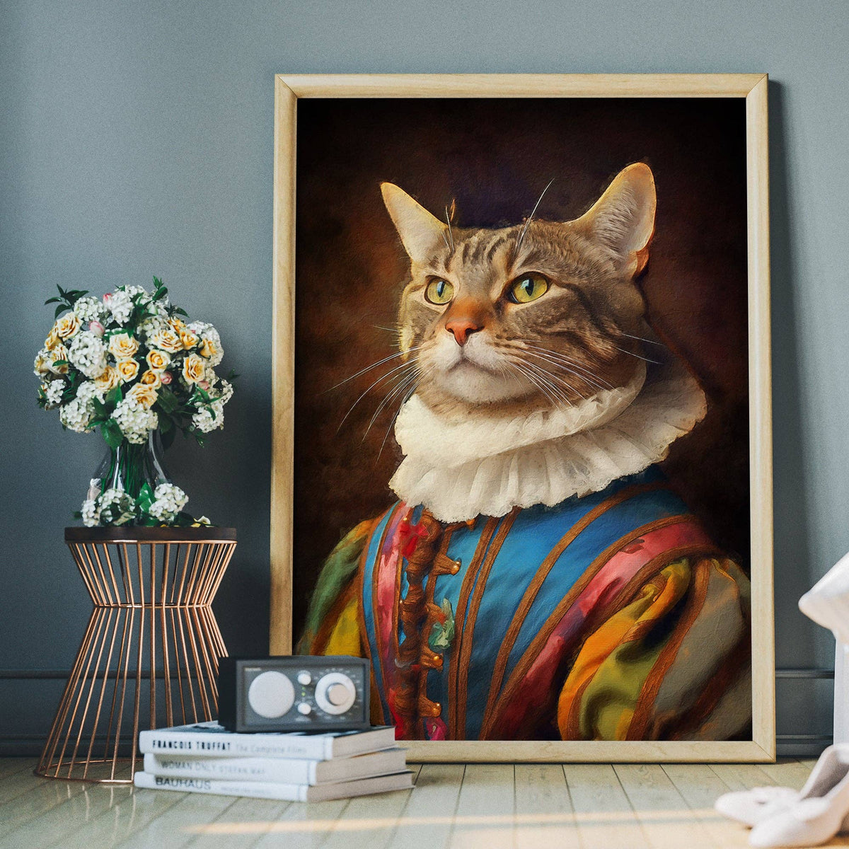 Rainbow Cat Animal Portrait Print: Matte / 8 ¼ x 11 ¾ in | 21x30 cm